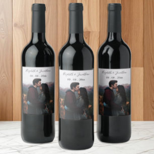 Personalized Photo Wedding Event Wine Label