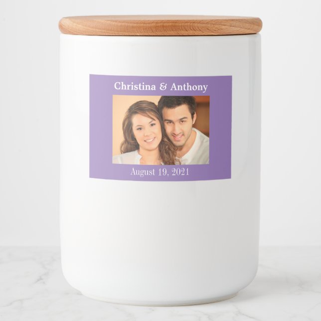 Personalized Photo Wedding Glass Jar Favour Label (Front)