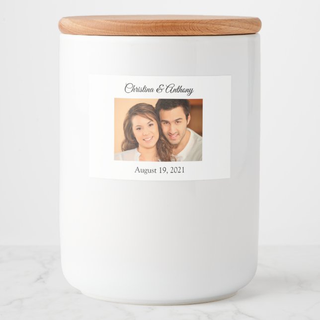 Personalized Photo Wedding Jar Favour Label (Front)