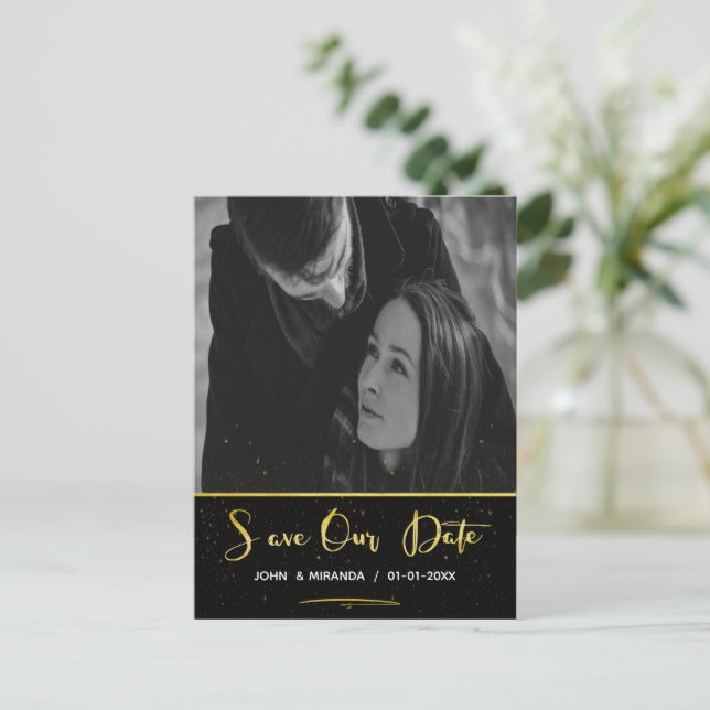Personalized Photo wedding save the Date  Announcement Postcard (Standing Front)