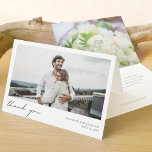 Personalized Photo Wedding Thank You Note Card<br><div class="desc">This simple, stylish modern photo wedding thank you card template features 'thank you' and your names and date beneath your photo. We've given this minimalist design a warm touch with 'thank you' in black in a relaxed, all lower case script that feels intimate and familiar. This element of the design...</div>