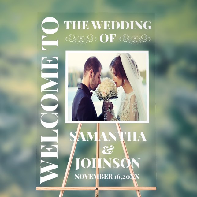 Personalized Photo Wedding Welcome Acrylic Sign (Neutral)