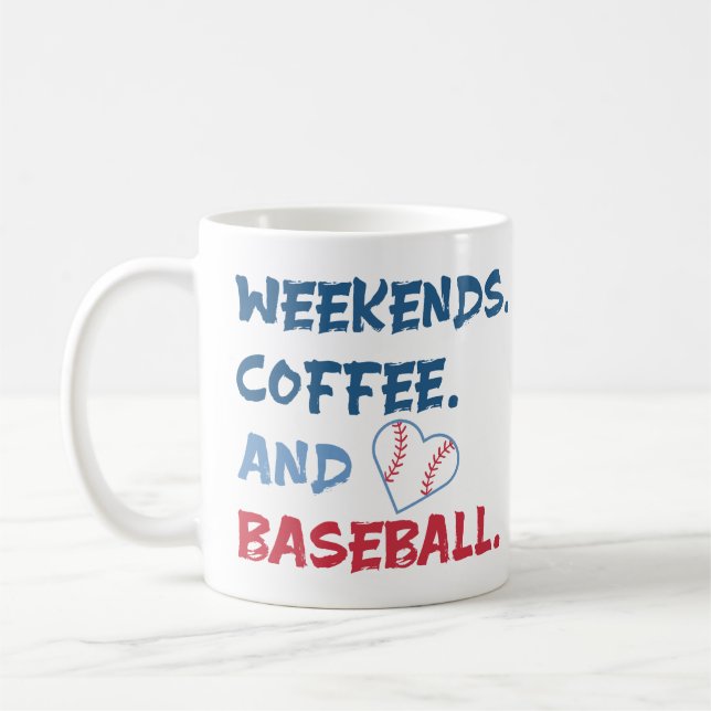 Personalized Photo Weekends, Coffee & Baseball Mug (Left)