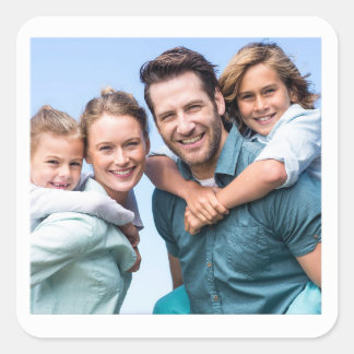 Personalized Photo White Frame Square Stickers