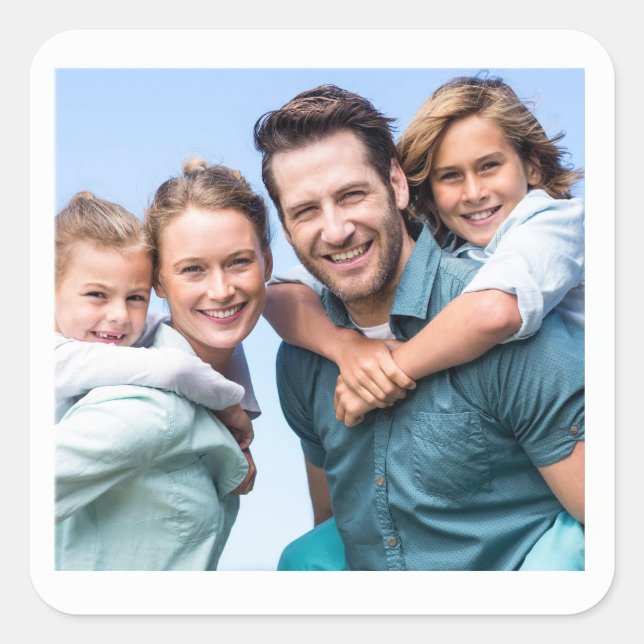 Personalized Photo White Frame Square Stickers  (Front)