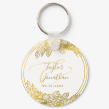 Personalized Photo White Gold Flowers Chic Wedding