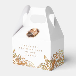 Personalized Photo White Rose Gold Wedding Floral Favor Box