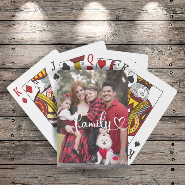 Personalized Photo with Family Script Overlay Playing Cards (Creator Uploaded)