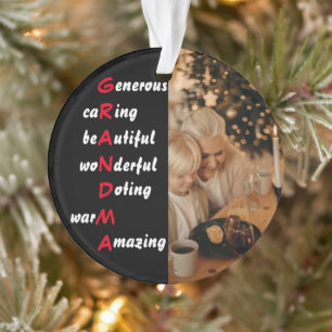 Personalized Photo with Grandma Quote Ornament
