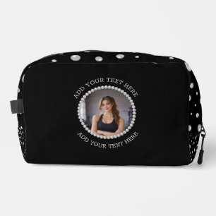 Personalized Photo with Pearls Circle on Black Dopp Kit