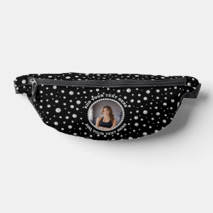Personalized Photo with Pearls Circle on Black Fanny Pack