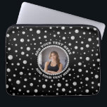 Personalized Photo with Pearls Circle on Black Laptop Sleeve<br><div class="desc">A personalized photo design with Pearls Circle on a black background sprinkled with pearls. Perfect for gifts, accessories, and elegant everyday items.
You must know that you get a photo!</div>