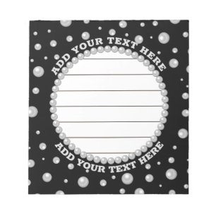 Personalized Photo with Pearls Circle on Black Notepad