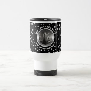 Personalized Photo with Pearls Circle on Black Travel Mug