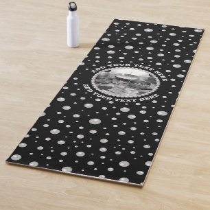 Personalized Photo with Pearls Circle on Black Yoga Mat