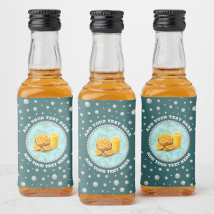 Personalized Photo with Pearls Circle on Teal Liquor Bottle Label