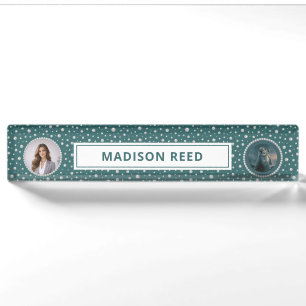 Personalized Photo with Pearls Circle on Teal Nameplate