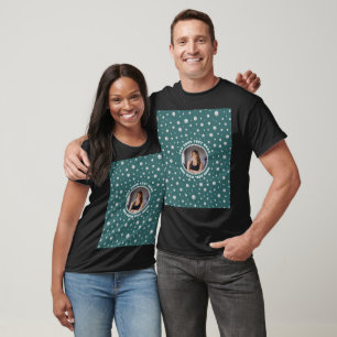 Personalized Photo with Pearls Circle on Teal T-Shirt