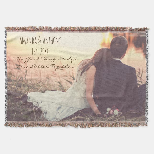 Personalized photo with quote throw blanket (Front)