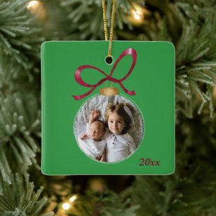 Personalized Photo with Year Custom Keepsake Ceramic Ornament