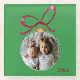 Personalized Photo with Year Custom Keepsake Glass Coaster