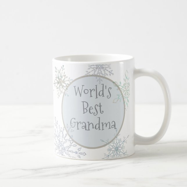Personalized Photo World's Best Grandma Snowflake Coffee Mug (Right)