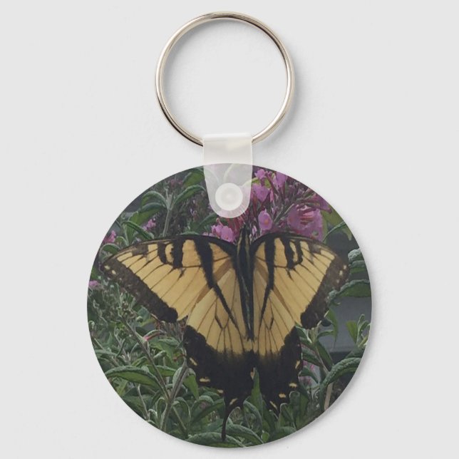 Personalized Photo Yellow and Black Butterfly Keychain (Front)