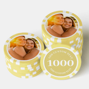 Personalized Photo Yellow Numbered 1000 Value Game Poker Chips
