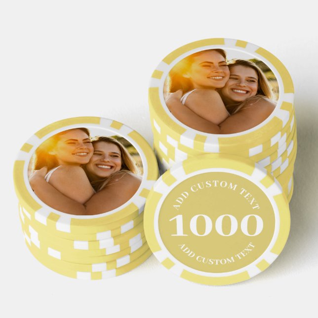 Personalized Photo Yellow Numbered 1000 Value Game Poker Chips (Stack)