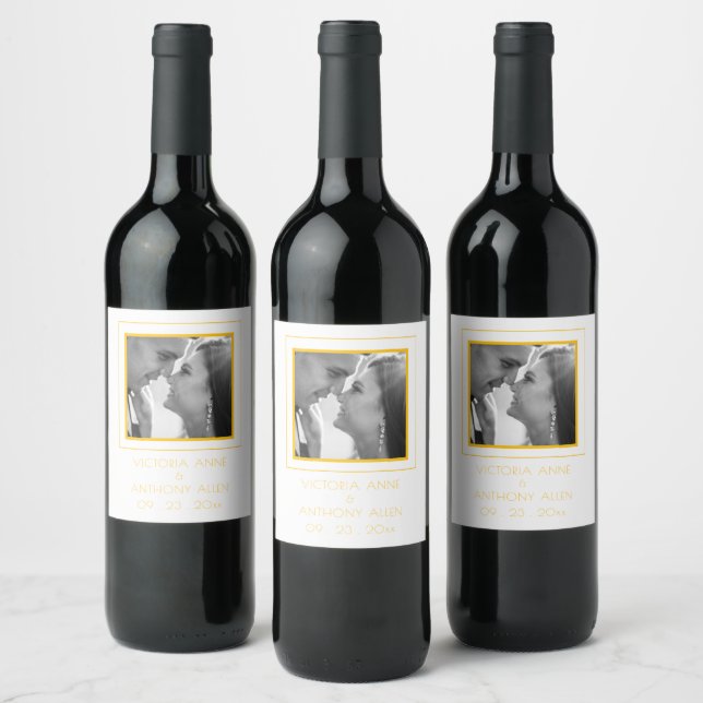 Personalized Photo Yellow Wine Label (Bottles)