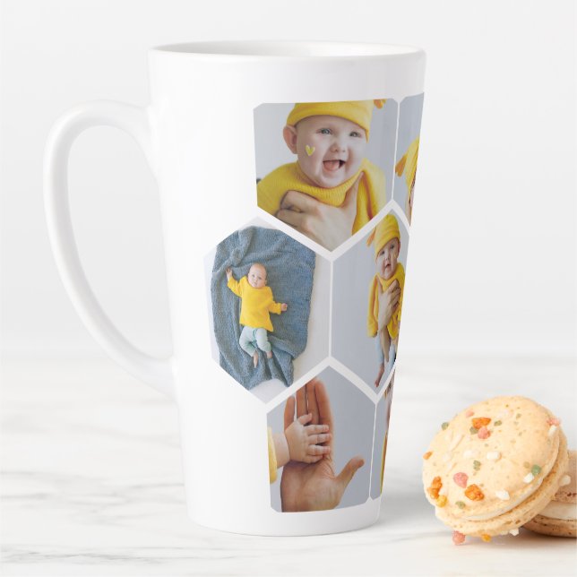 Personalized Photograph 10 Hexagonal Template Latte Mug (In Situ)
