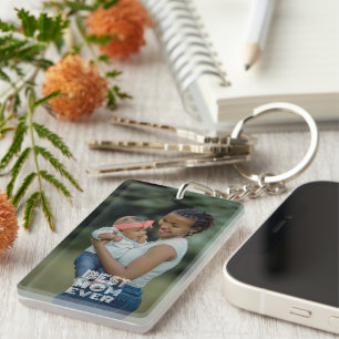 Personalized Photograph And Best Mom Ever Text  Keychain