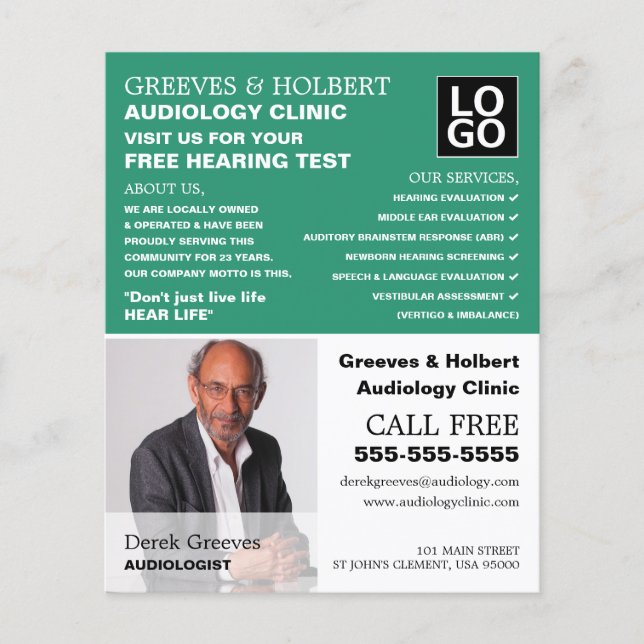 Personalized Photograph, Audiologist, Audiology Flyer (Front)