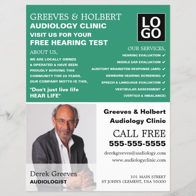 Personalized Photograph, Audiologist, Audiology Flyer (Front)
