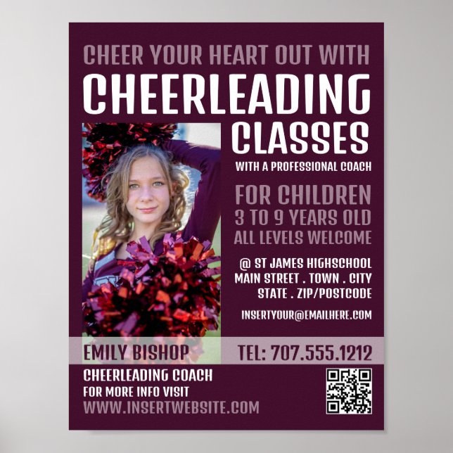 Personalized Photograph, Cheerleading Classes Poster (Front)