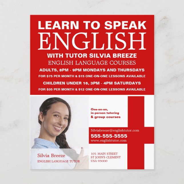 Personalized Photograph, English Language Course Flyer (Front)