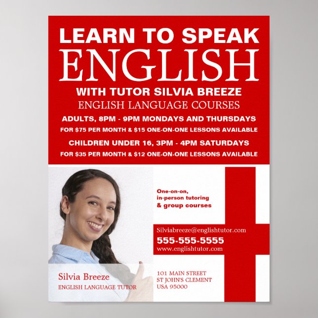 Personalized Photograph, English Language Course Poster (Front)