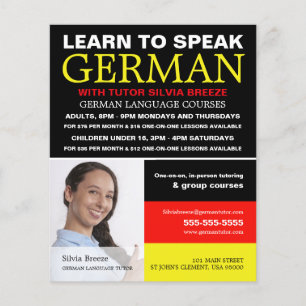 Personalized Photograph, German Language Course Flyer