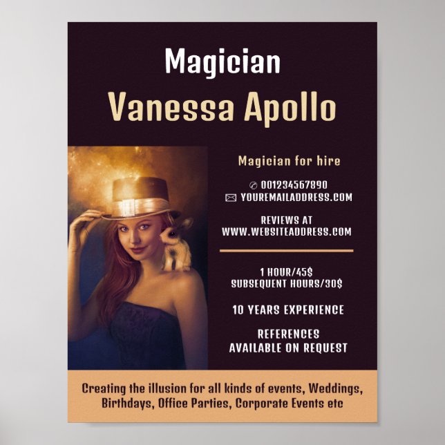 Personalized Photograph, Magician Advertising Poster (Front)