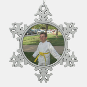Personalized Photograph Pewter Snowflake Ornament