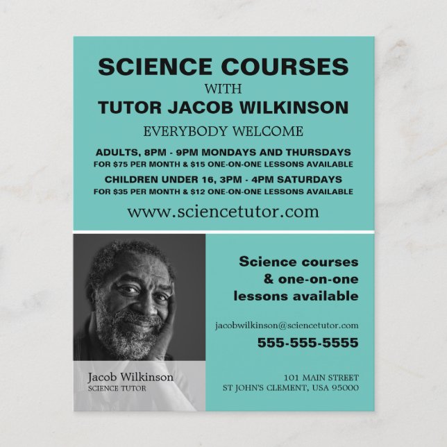 Personalized Photograph, Science Course Advert Flyer (Front)