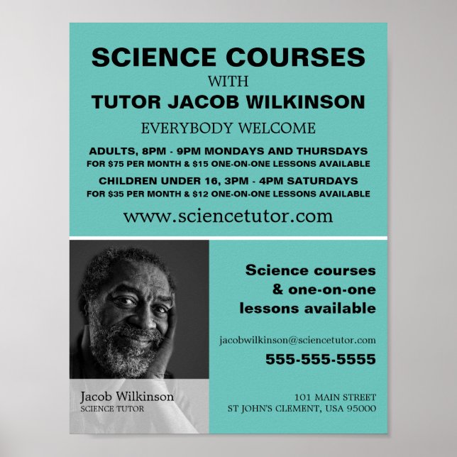 Personalized Photograph, Science Course Advert Poster (Front)