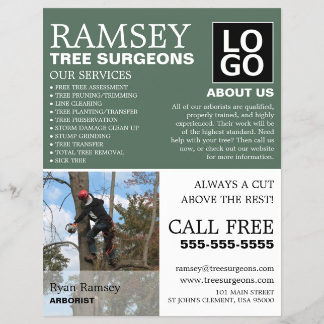 Personalized Photograph - Tree Surgeon - Arborist Flyer (Front)