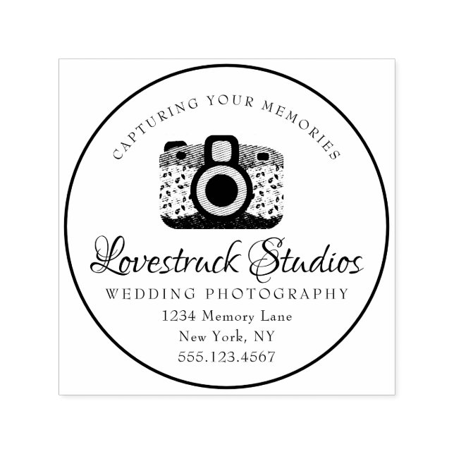 Personalized Photographer Business Logo Camera Self-inking Stamp (Design)