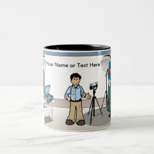 Personalized Photographer - Male Cartoon Two-Tone Coffee Mug