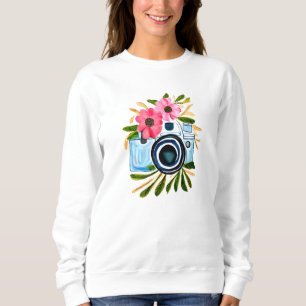 Personalized Photography Vintage Camera Flowers Sweatshirt