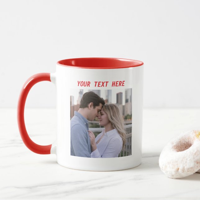 Personalized Photos and Text Happy Valentine's Day Mug (With Donut)