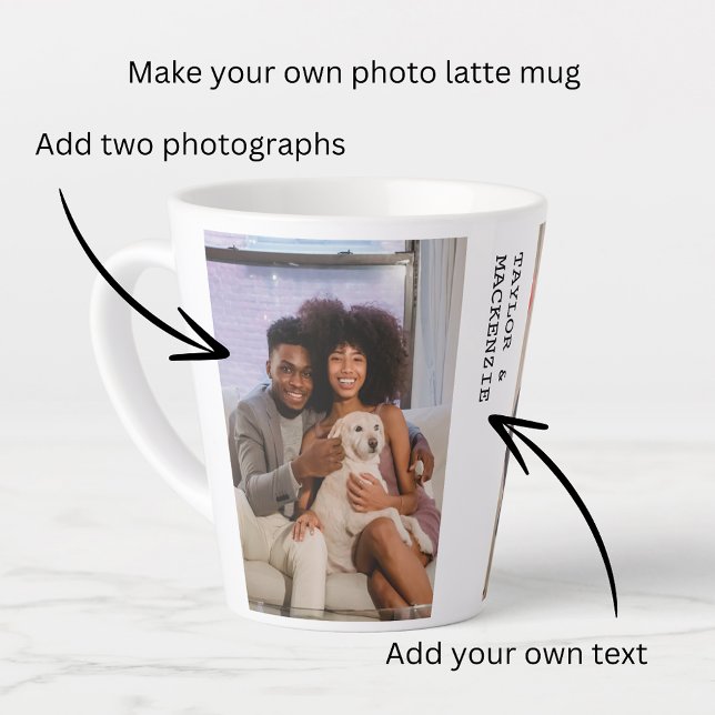 Personalized Photos and Text Latte Mug (Personalized Photos and Text Latte Mug from Ricaso. Photo gift idea, for friends, couples, family)
