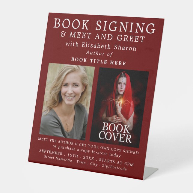Personalized Photos, Author's Book Signing Advert Pedestal Sign (Front)