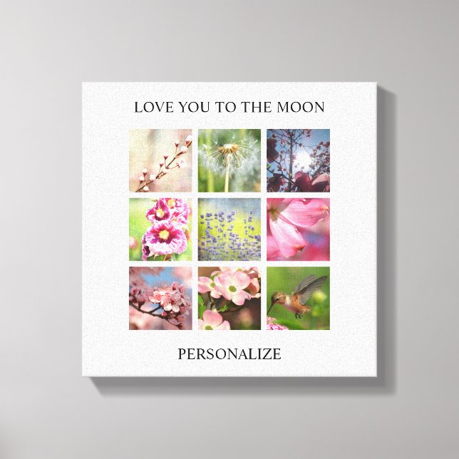 Personalized Photos Collage with Your Text Canvas Print (Front)